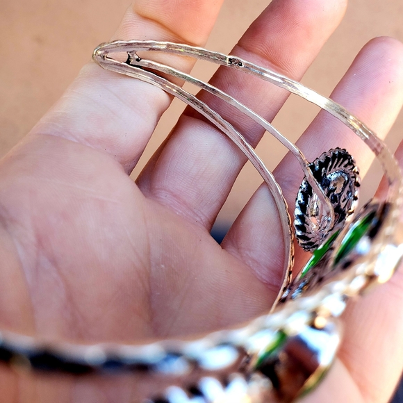 New Emerald & Citrine 925 Silver Sun Cuff Bracelet. - Picture 9 of 15